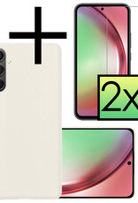 NoXx Hoes Geschikt voor Samsung A54 Hoesje Cover Siliconen Back Case Hoes Met 2x Screenprotector - Wit
