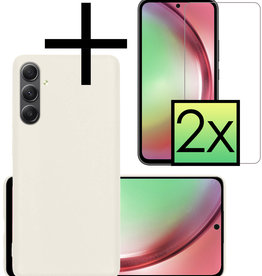 NoXx NoXx Samsung Galaxy A54 Hoesje Siliconen Met 2x Screenprotector - Wit