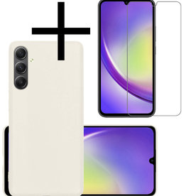 NoXx NoXx Samsung Galaxy A34 Hoesje Siliconen Met Screenprotector - Wit