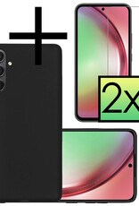 NoXx Hoes Geschikt voor Samsung A54 Hoesje Cover Siliconen Back Case Hoes Met 2x Screenprotector - Zwart