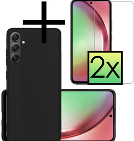 NoXx Samsung Galaxy A54 Hoesje Siliconen Met 2x Screenprotector - Zwart