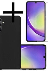 NoXx Hoes Geschikt voor Samsung A34 Hoesje Cover Siliconen Back Case Hoes Met Screenprotector - Zwart