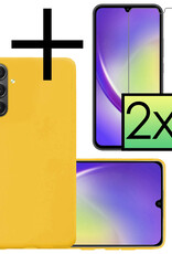 NoXx Hoes Geschikt voor Samsung A34 Hoesje Cover Siliconen Back Case Hoes Met 2x Screenprotector - Geel