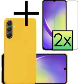 NoXx NoXx Samsung Galaxy A34 Hoesje Siliconen Met 2x Screenprotector - Geel