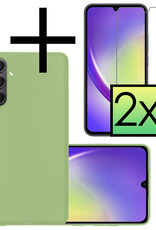 NoXx Hoes Geschikt voor Samsung A34 Hoesje Cover Siliconen Back Case Hoes Met 2x Screenprotector - Groen