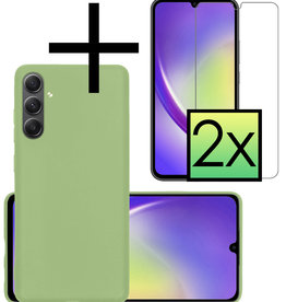 NoXx Samsung Galaxy A34 Hoesje Siliconen Met 2x Screenprotector - Groen