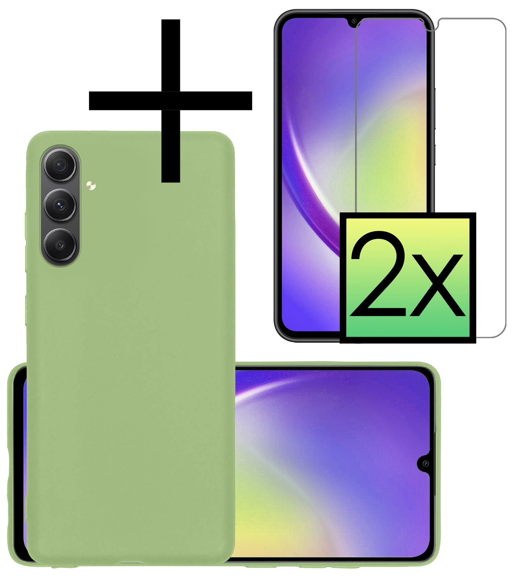 NoXx Hoes Geschikt voor Samsung A34 Hoesje Cover Siliconen Back Case Hoes Met 2x Screenprotector - Groen