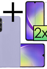 NoXx Hoes Geschikt voor Samsung A34 Hoesje Cover Siliconen Back Case Hoes Met 2x Screenprotector - Lila