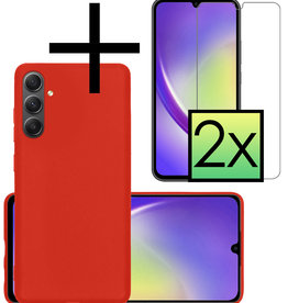 NoXx NoXx Samsung Galaxy A34 Hoesje Siliconen Met 2x Screenprotector - Rood