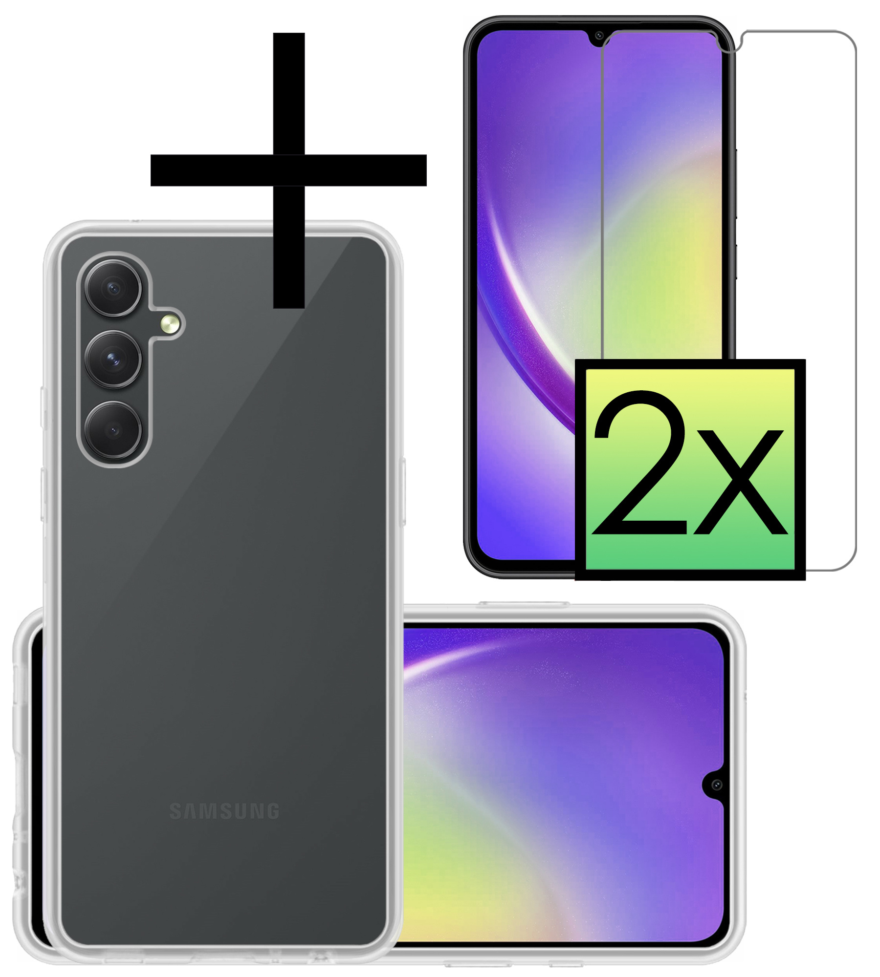 NoXx Hoes Geschikt voor Samsung A34 Hoesje Cover Siliconen Back Case Hoes Met 2x Screenprotector - Transparant