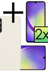 NoXx Hoes Geschikt voor Samsung A34 Hoesje Cover Siliconen Back Case Hoes Met 2x Screenprotector - Wit