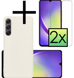 NoXx NoXx Samsung Galaxy A34 Hoesje Siliconen Met 2x Screenprotector - Wit