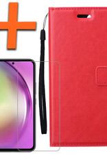Nomfy Hoesje Geschikt voor Samsung A54 Hoes Bookcase Flipcase Book Cover Met Screenprotector - Hoes Geschikt voor Samsung Galaxy A54 Hoesje Book Case - Rood
