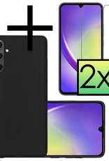 NoXx Hoes Geschikt voor Samsung A34 Hoesje Cover Siliconen Back Case Hoes Met 2x Screenprotector - Zwart