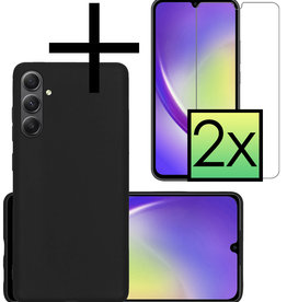 NoXx NoXx Samsung Galaxy A34 Hoesje Siliconen Met 2x Screenprotector - Zwart