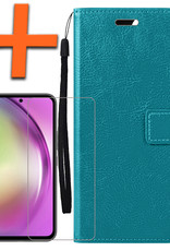 Nomfy Hoesje Geschikt voor Samsung A54 Hoes Bookcase Flipcase Book Cover Met Screenprotector - Hoes Geschikt voor Samsung Galaxy A54 Hoesje Book Case - Turquoise