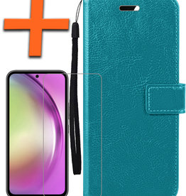 Nomfy Nomfy Samsung Galaxy A54 Hoesje Bookcase Turquoise Met Screenprotector