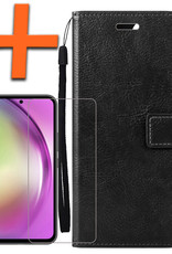 Samsung A54 Hoes Bookcase Flipcase Book Cover Met Screenprotector - Samsung Galaxy A54 Hoesje Book Case - Zwart