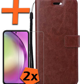 Nomfy Nomfy Samsung Galaxy A54 Hoesje Bookcase Bruin Met 2x Screenprotector