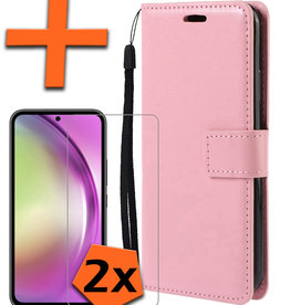 Nomfy Nomfy Samsung Galaxy A54 Hoesje Bookcase Lichtroze Met 2x Screenprotector