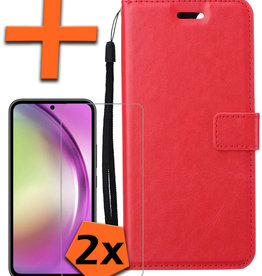 Nomfy Nomfy Samsung Galaxy A54 Hoesje Bookcase Rood Met 2x Screenprotector