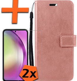 Nomfy Nomfy Samsung Galaxy A54 Hoesje Bookcase Rose Goud Met 2x Screenprotector