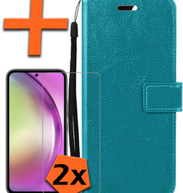 Nomfy Nomfy Samsung Galaxy A54 Hoesje Bookcase Turquoise Met 2x Screenprotector