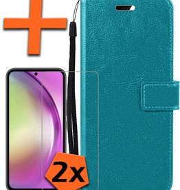 Nomfy Samsung Galaxy A54 Hoesje Bookcase Turquoise Met 2x Screenprotector