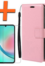 Nomfy Hoesje Geschikt voor Samsung A34 Hoes Bookcase Flipcase Book Cover Met Screenprotector - Hoes Geschikt voor Samsung Galaxy A34 Hoesje Book Case - Lichtroze