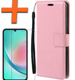 Nomfy Nomfy Samsung Galaxy A34 Hoesje Bookcase Lichtroze Met Screenprotector