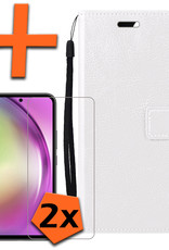 Nomfy Hoesje Geschikt voor Samsung A54 Hoes Bookcase Flipcase Book Cover Met 2x Screenprotector - Hoes Geschikt voor Samsung Galaxy A54 Hoesje Book Case - Wit