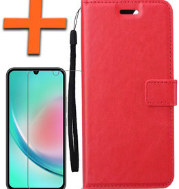 Nomfy Nomfy Samsung Galaxy A34 Hoesje Bookcase Rood Met Screenprotector