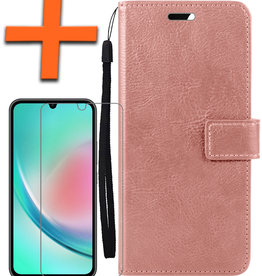 Nomfy Nomfy Samsung Galaxy A34 Hoesje Bookcase Rose Goud Met Screenprotector