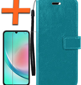Nomfy Samsung Galaxy A34 Hoesje Bookcase Turquoise Met Screenprotector