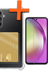 Nomfy Hoesje Geschikt voor Samsung A54 Hoesje Pasjeshouder Shockproof Pas Houder Met Screenprotector - Hoesje Geschikt voor Samsung Galaxy A54 Hoes Met Kaarthouder - Transparant