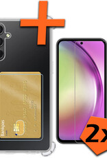 Nomfy Hoesje Geschikt voor Samsung A54 Hoesje Pasjeshouder Shockproof Pas Houder Met 2x Screenprotector - Hoesje Geschikt voor Samsung Galaxy A54 Hoes Met Kaarthouder - Transparant