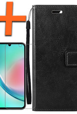 Nomfy Hoesje Geschikt voor Samsung A34 Hoes Bookcase Flipcase Book Cover Met Screenprotector - Hoes Geschikt voor Samsung Galaxy A34 Hoesje Book Case - Zwart