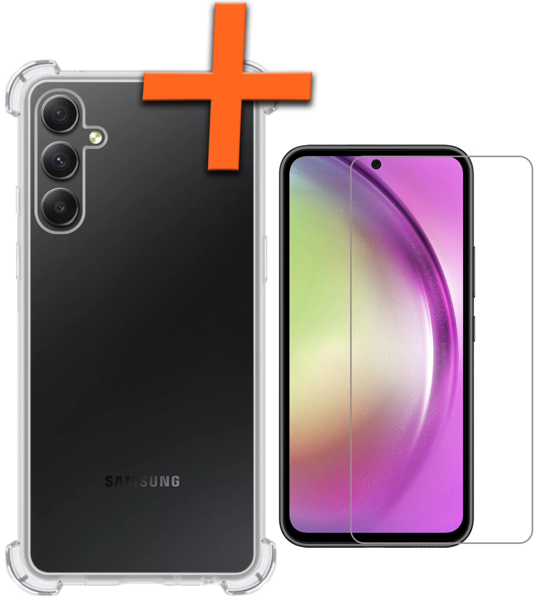 Nomfy Hoesje Geschikt voor Samsung A54 Hoesje Shock Proof Cover Case Shockproof Met Screenprotector - Hoes Geschikt voor Samsung Galaxy A54 Hoes Siliconen Back Case - Transparant