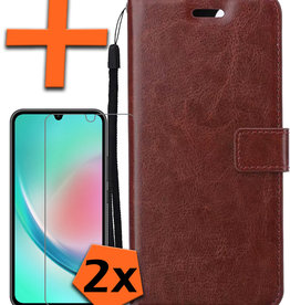 Nomfy Nomfy Samsung Galaxy A34 Hoesje Bookcase Bruin Met 2x Screenprotector