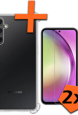 Nomfy Hoesje Geschikt voor Samsung A54 Hoesje Shock Proof Cover Case Shockproof Met 2x Screenprotector - Hoes Geschikt voor Samsung Galaxy A54 Hoes Siliconen Back Case - Transparant