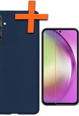 Nomfy Hoesje Geschikt voor Samsung A54 Hoesje Siliconen Cover Case Met Screenprotector - Hoes Geschikt voor Samsung Galaxy A54 Hoes Back Case - Donkerblauw