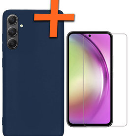 Nomfy Nomfy Samsung Galaxy A54 Hoesje Siliconen Met Screenprotector - Donkerblauw