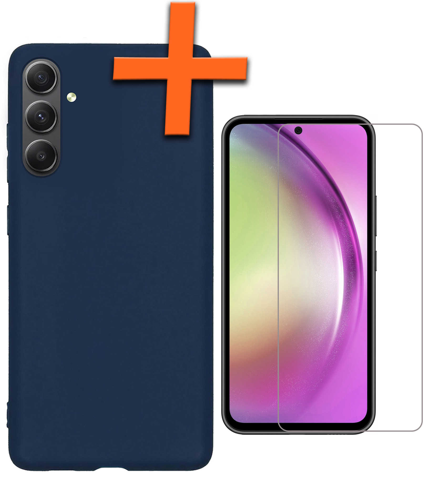 Nomfy Hoesje Geschikt voor Samsung A54 Hoesje Siliconen Cover Case Met Screenprotector - Hoes Geschikt voor Samsung Galaxy A54 Hoes Back Case - Donkerblauw