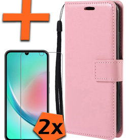 Nomfy Nomfy Samsung Galaxy A34 Hoesje Bookcase Lichtroze Met 2x Screenprotector