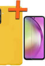 Nomfy Hoesje Geschikt voor Samsung A54 Hoesje Siliconen Cover Case Met Screenprotector - Hoes Geschikt voor Samsung Galaxy A54 Hoes Back Case - Geel