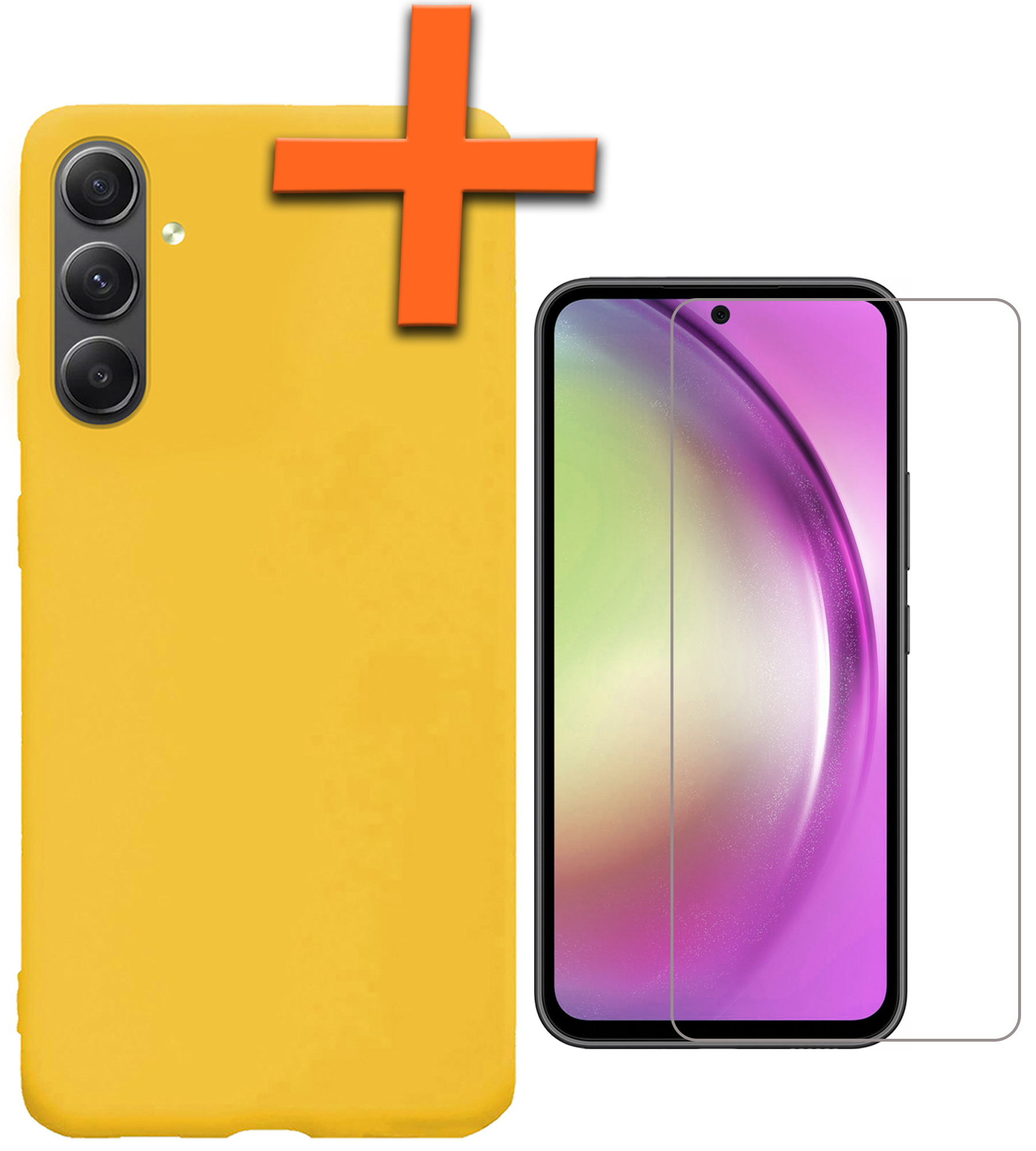 Nomfy Hoesje Geschikt voor Samsung A54 Hoesje Siliconen Cover Case Met Screenprotector - Hoes Geschikt voor Samsung Galaxy A54 Hoes Back Case - Geel