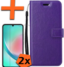 Nomfy Nomfy Samsung Galaxy A34 Hoesje Bookcase Paars Met 2x Screenprotector
