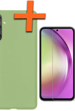 Nomfy Hoesje Geschikt voor Samsung A54 Hoesje Siliconen Cover Case Met Screenprotector - Hoes Geschikt voor Samsung Galaxy A54 Hoes Back Case - Groen