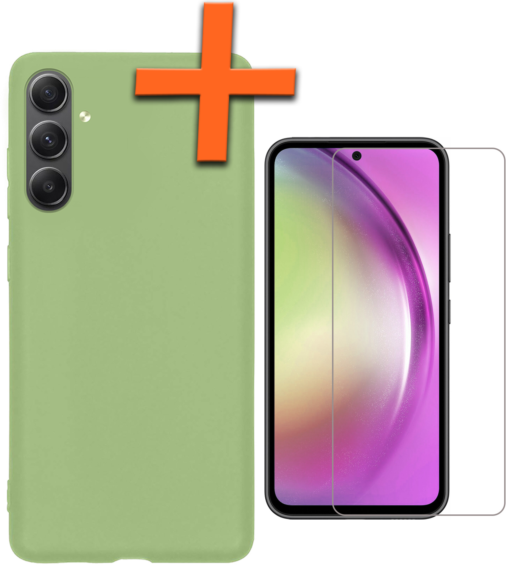 Nomfy Hoesje Geschikt voor Samsung A54 Hoesje Siliconen Cover Case Met Screenprotector - Hoes Geschikt voor Samsung Galaxy A54 Hoes Back Case - Groen