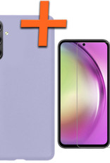 Nomfy Hoesje Geschikt voor Samsung A54 Hoesje Siliconen Cover Case Met Screenprotector - Hoes Geschikt voor Samsung Galaxy A54 Hoes Back Case - Lila